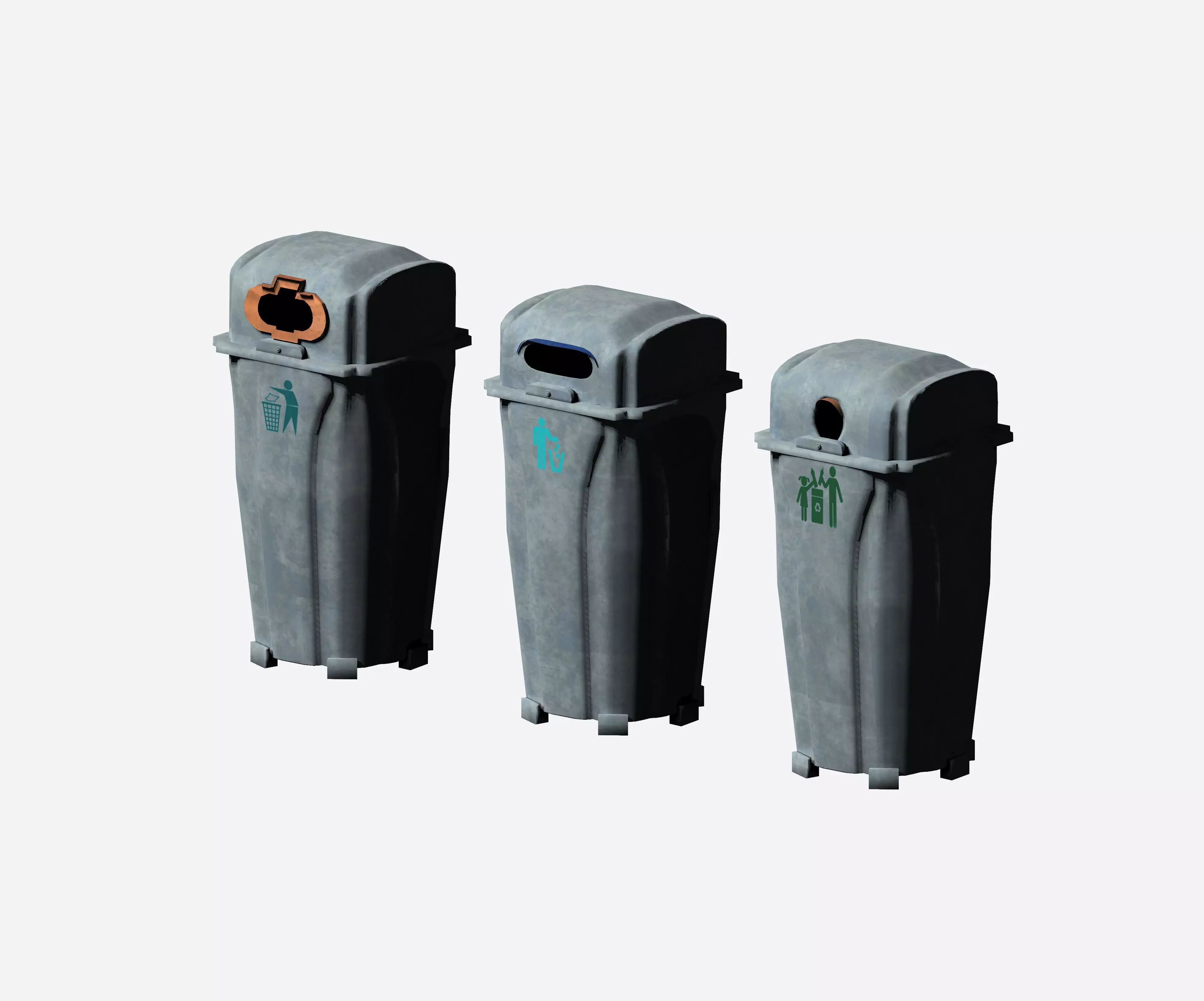 Outdoor plastic cage type circular recycling bin Low-poly 3D model_0