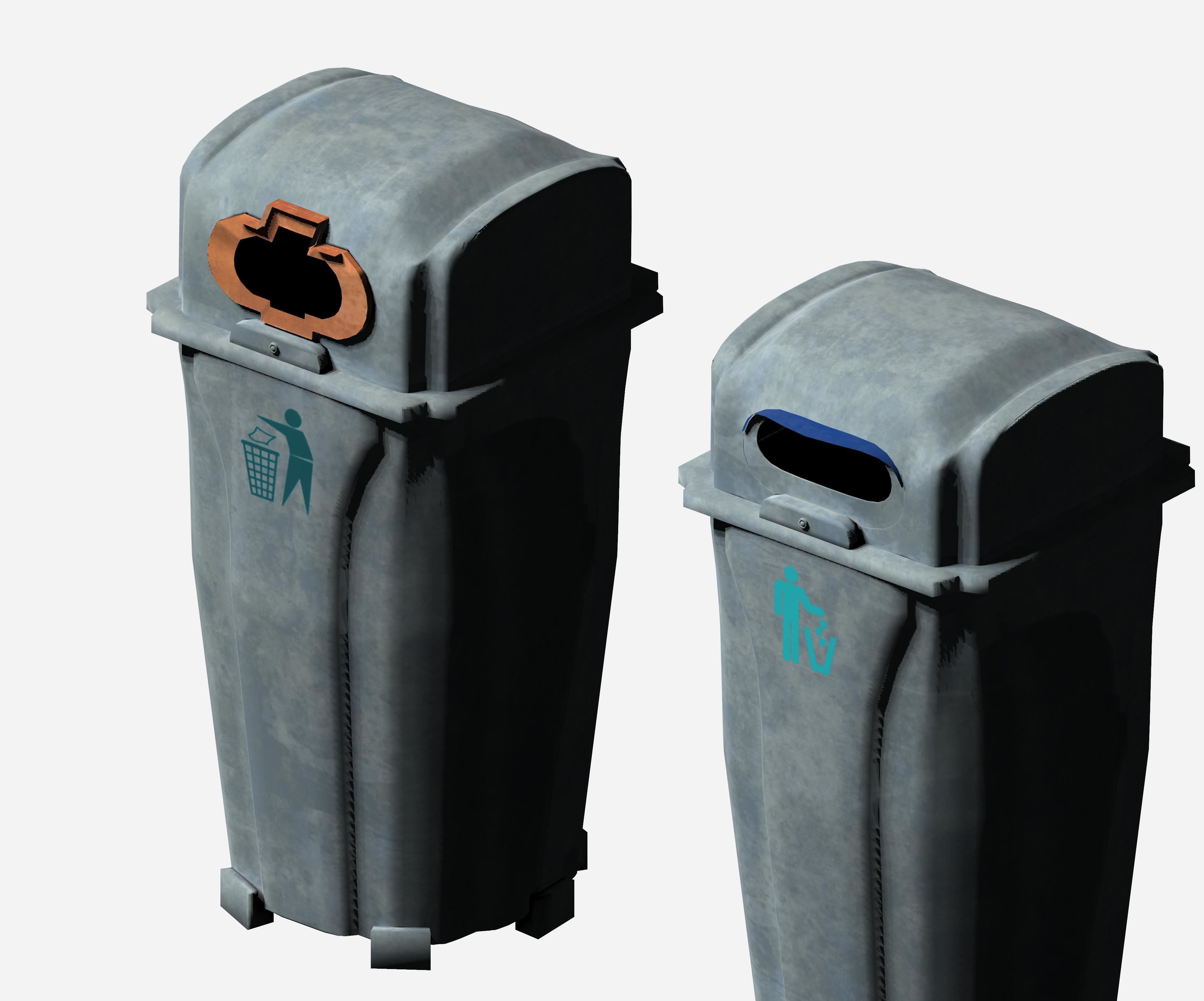 Outdoor plastic cage type circular recycling bin Low-poly 3D model_4