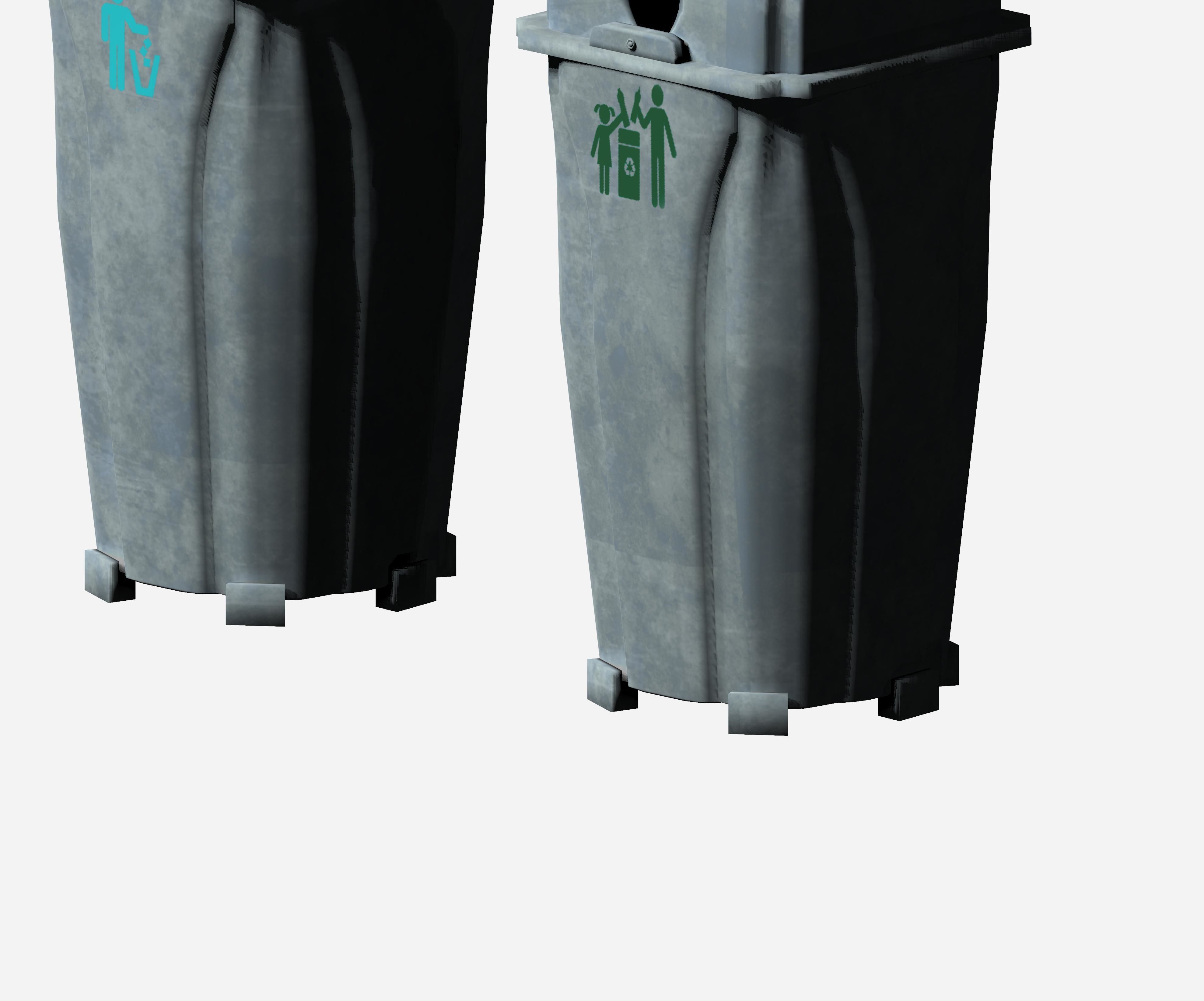 Outdoor plastic cage type circular recycling bin Low-poly 3D model_3