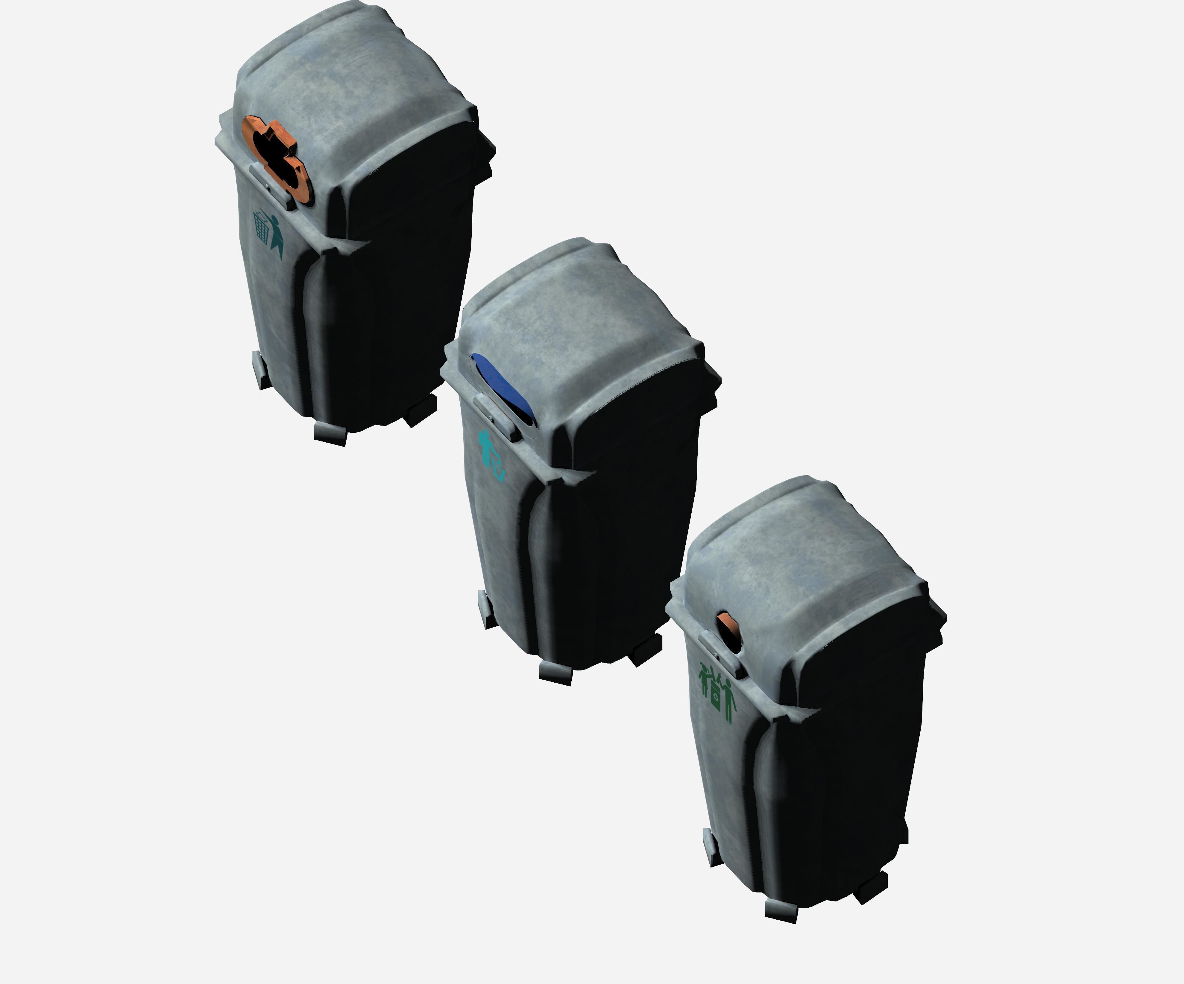 Outdoor plastic cage type circular recycling bin Low-poly 3D model_1