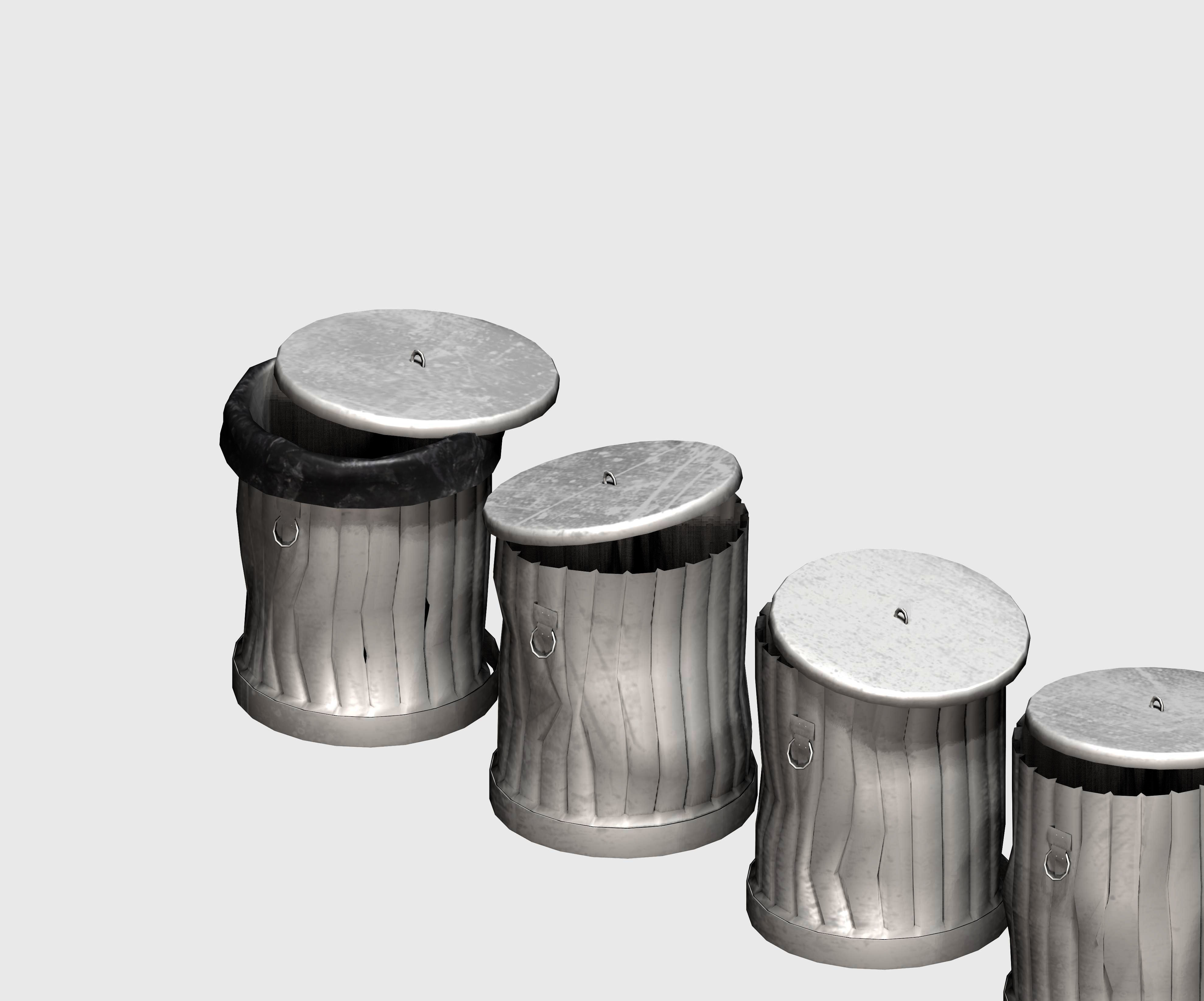 Galvanize multiple outdoor street dust garbage Low-poly 3D model_3