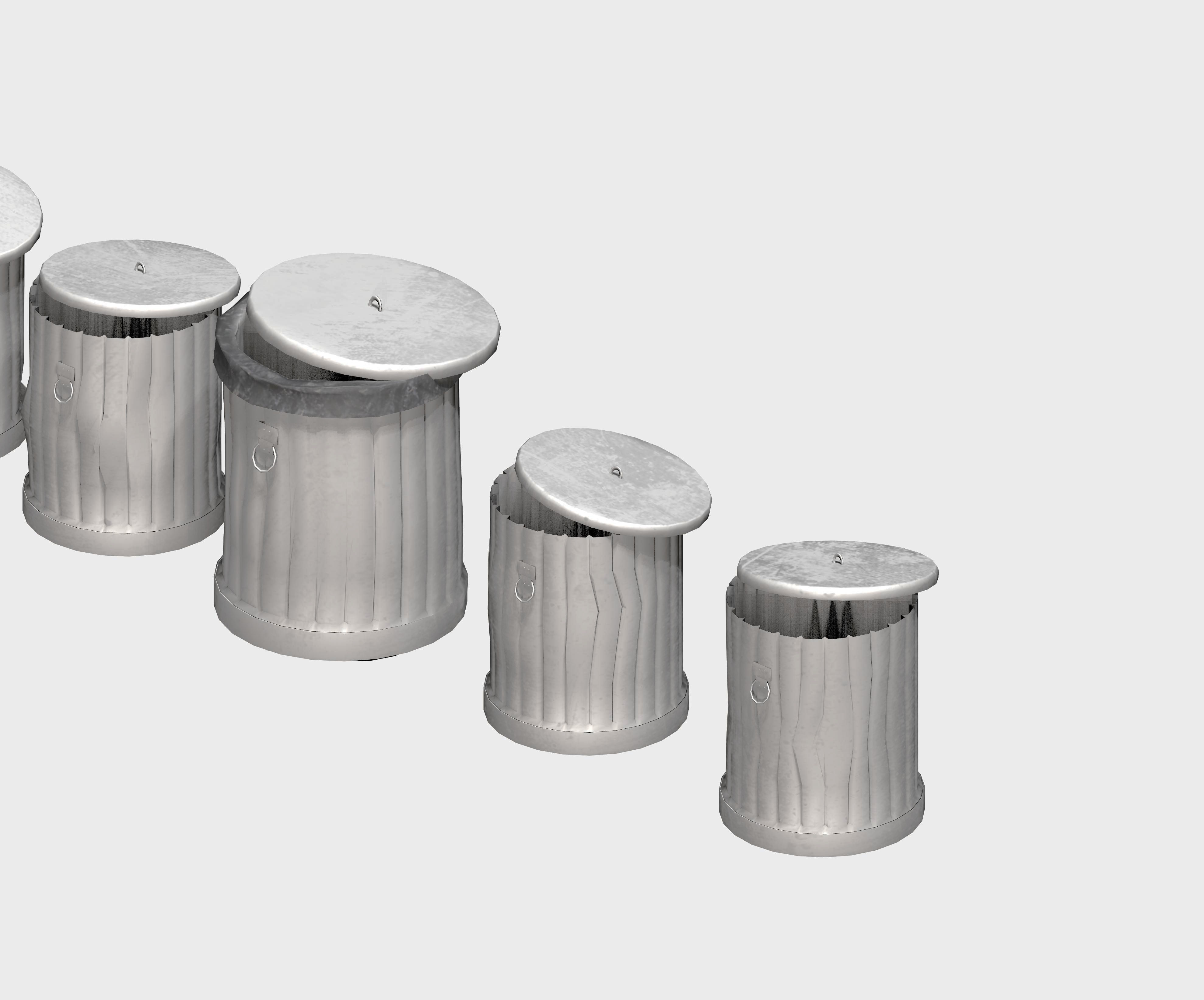 Galvanize multiple outdoor street dust garbage Low-poly 3D model_1