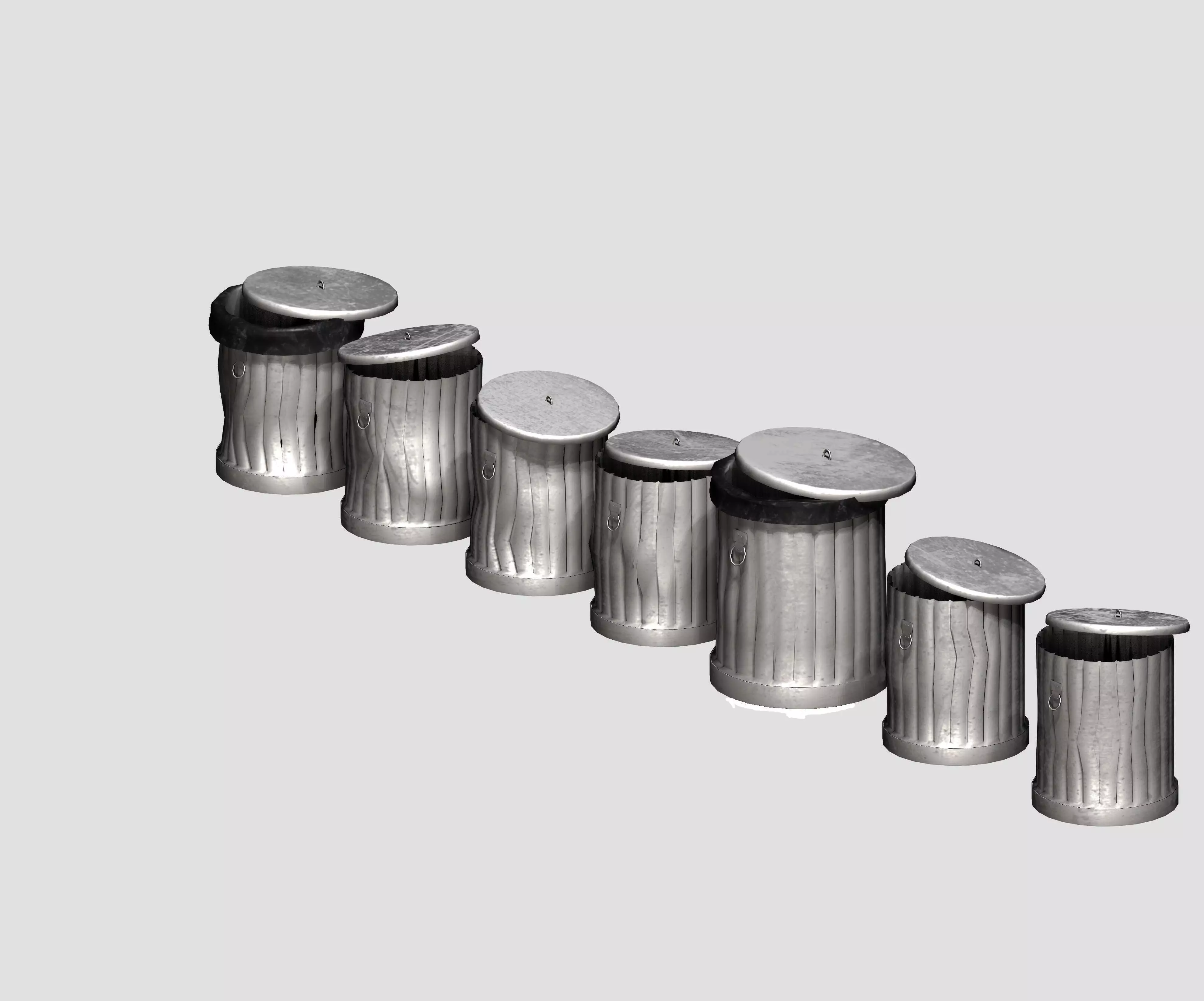 Galvanize multiple outdoor street dust garbage Low-poly 3D model_0