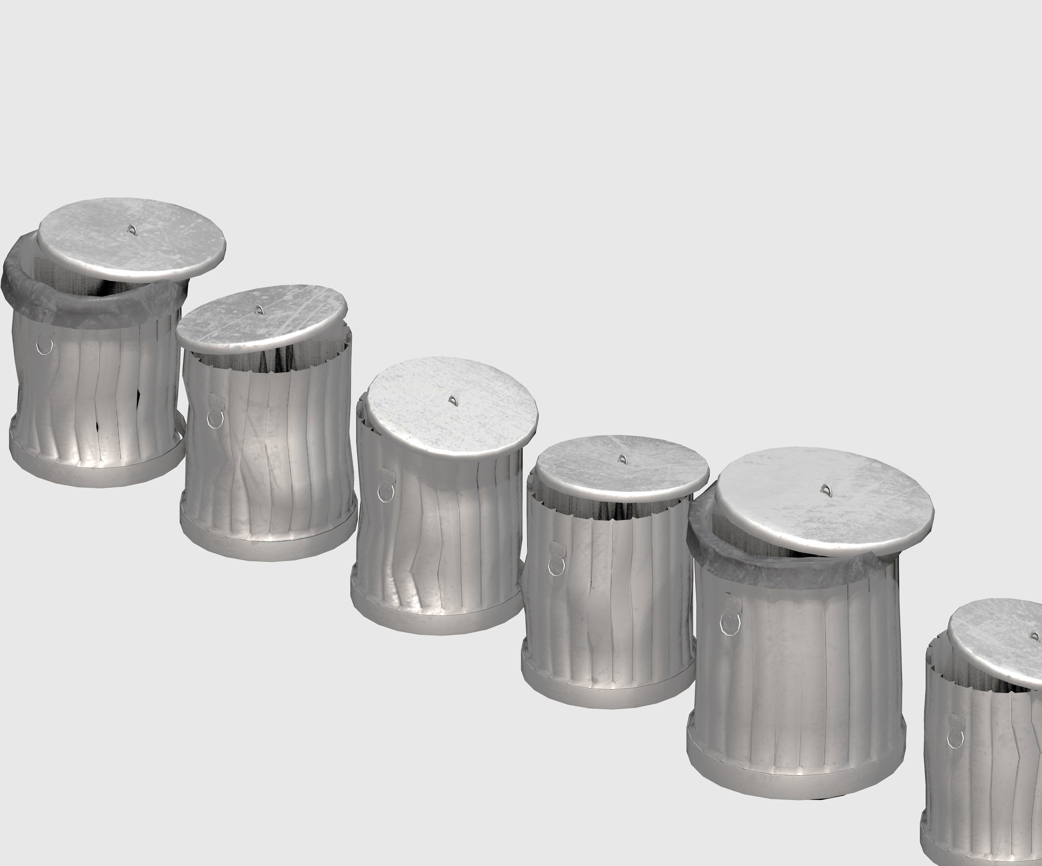 Galvanize multiple outdoor street dust garbage Low-poly 3D model_2
