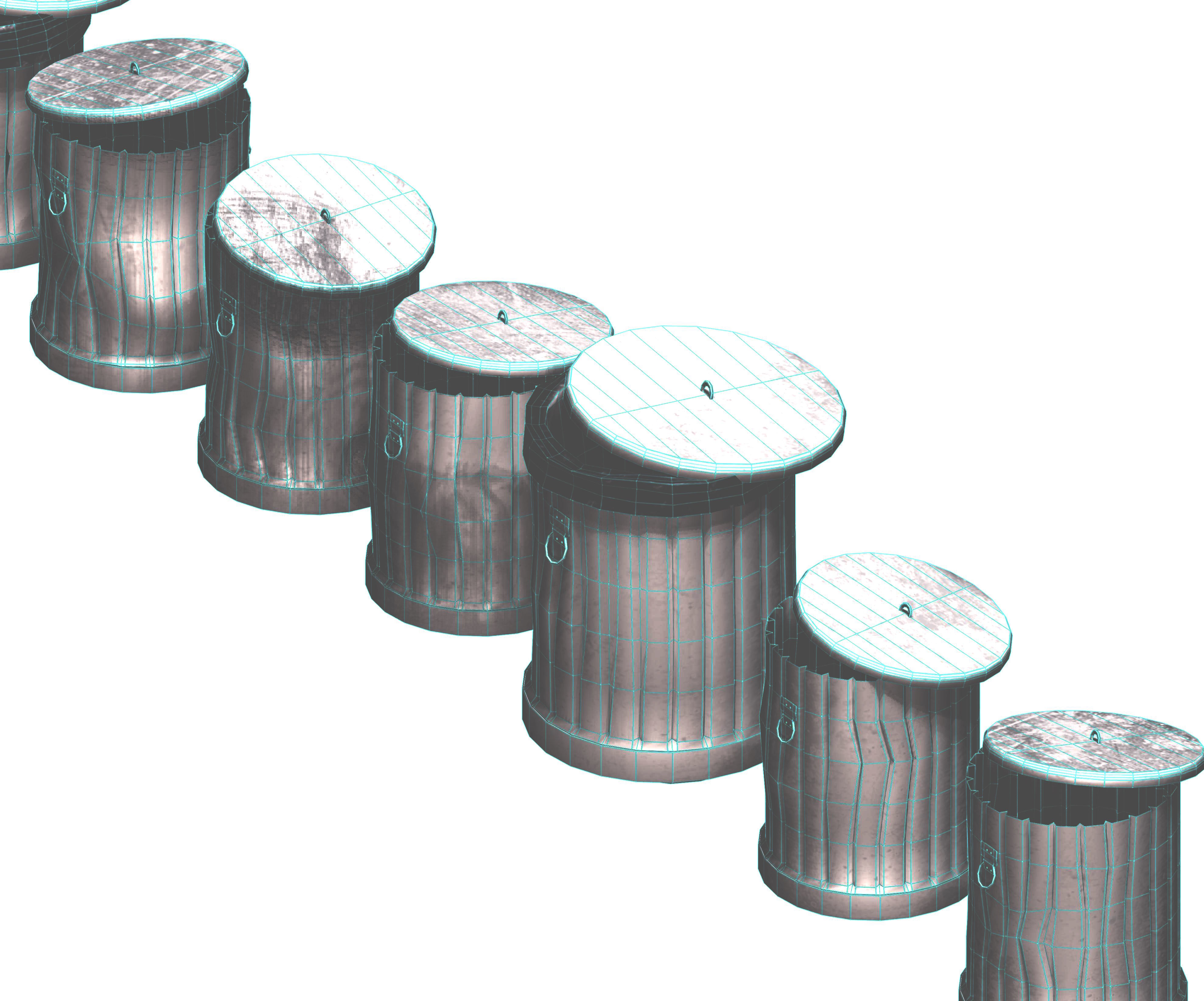 Galvanize multiple outdoor street dust garbage Low-poly 3D model_5