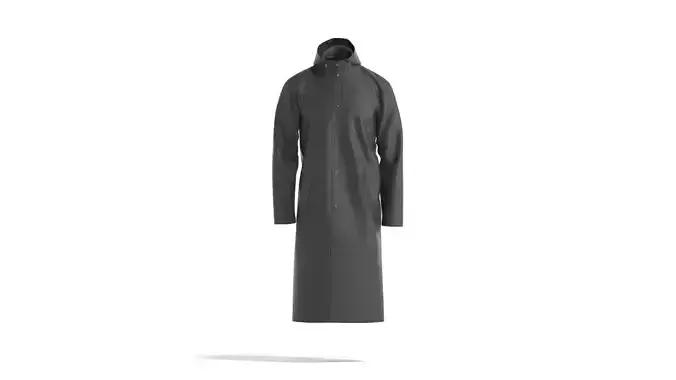 Black Rain Coat - waterproof raincoat jacket Low-poly 3D model