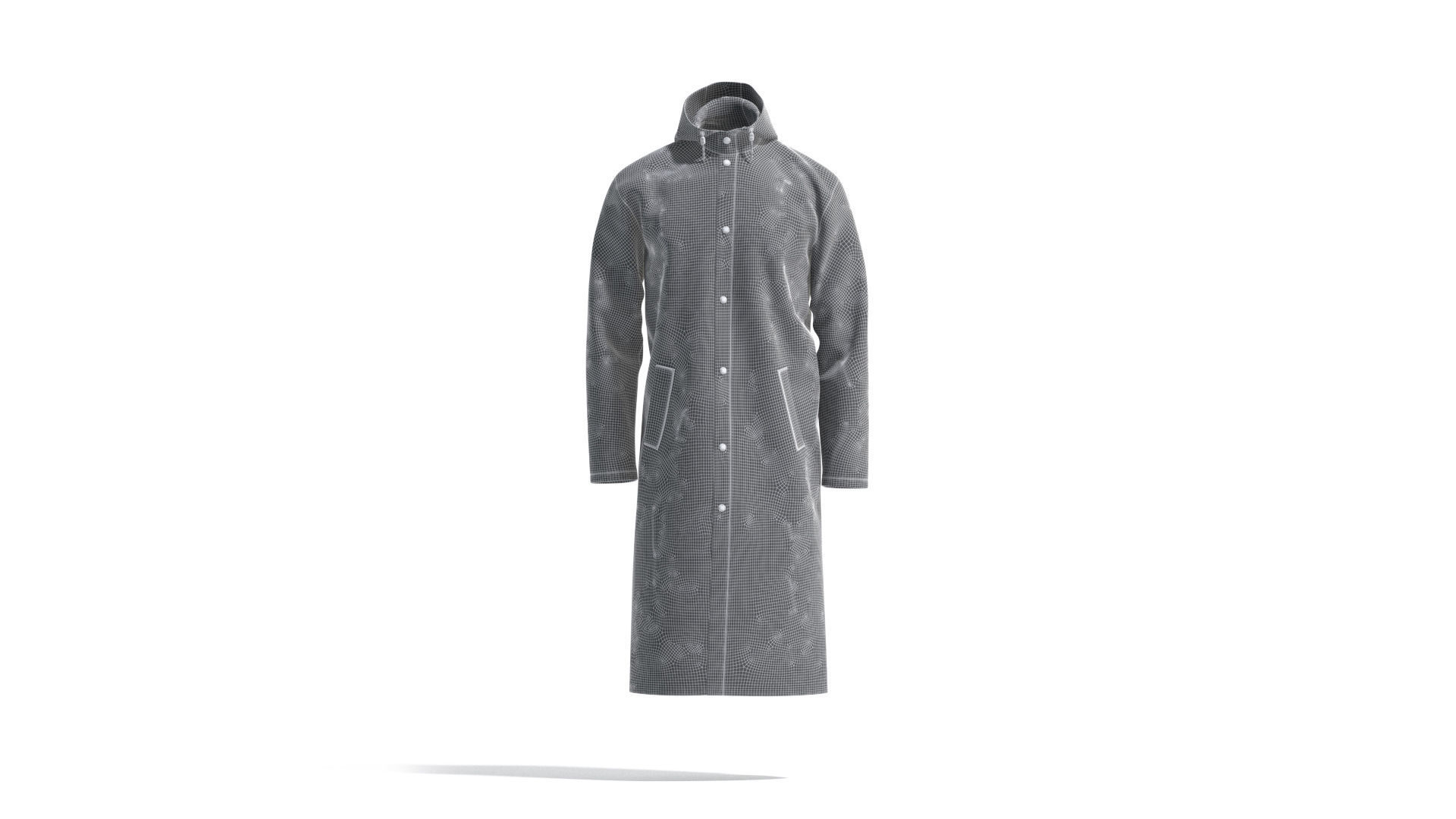 Yellow Rain Coat - waterproof raincoat jacket Low-poly 3D model_7