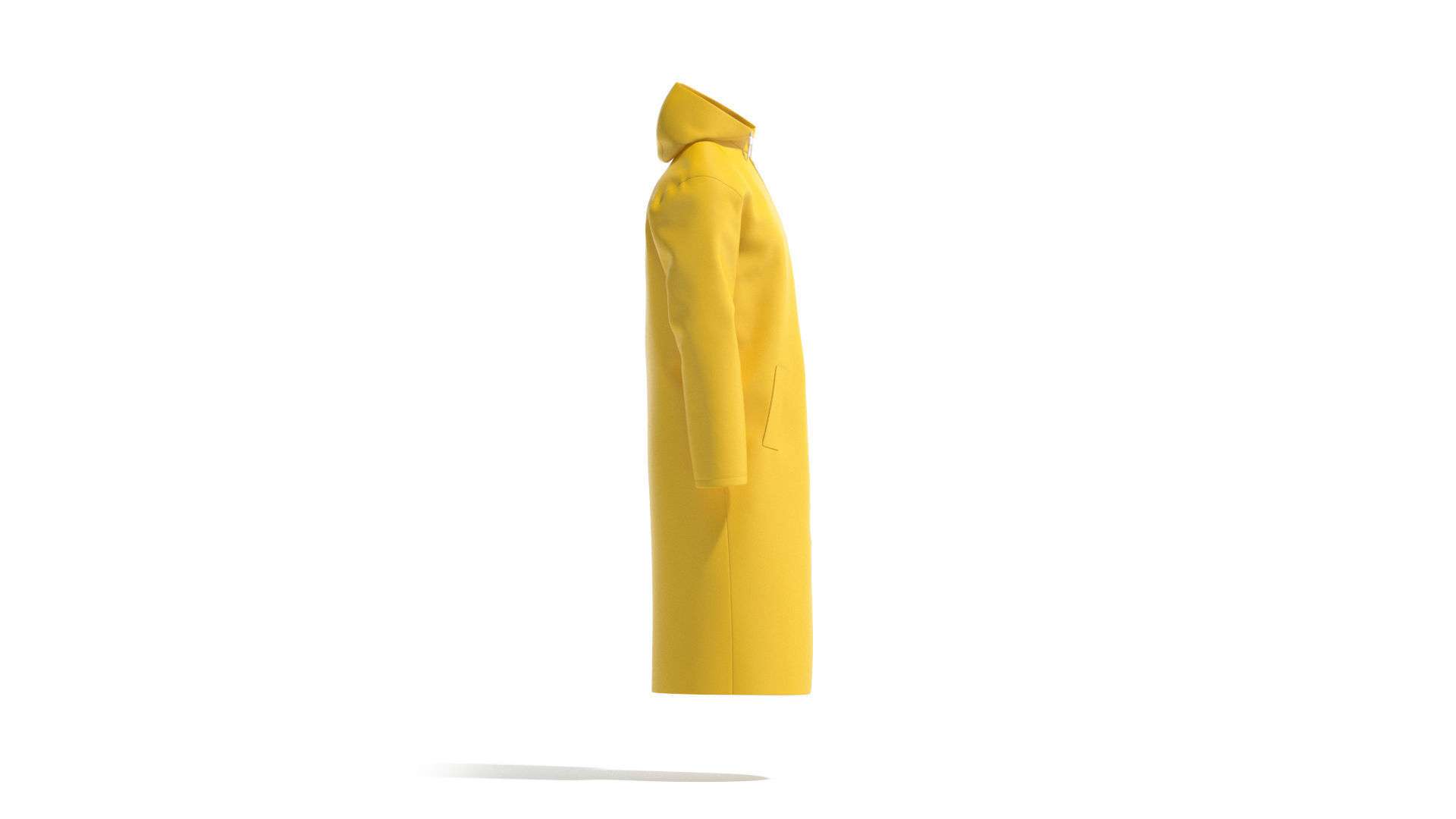 Yellow Rain Coat - waterproof raincoat jacket Low-poly 3D model_4