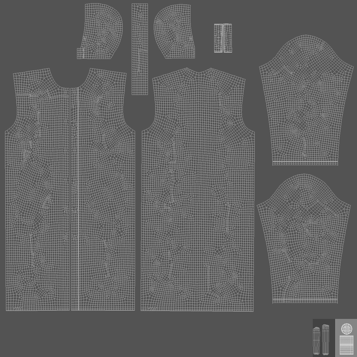 Yellow Rain Coat - waterproof raincoat jacket Low-poly 3D model_5