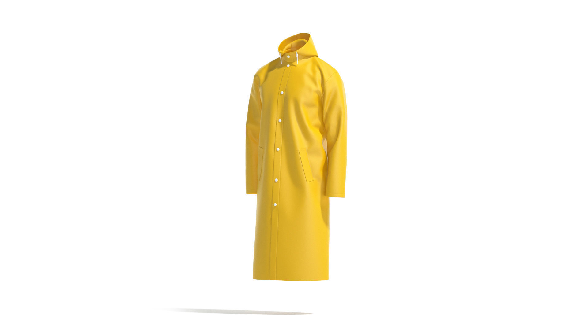 Yellow Rain Coat - waterproof raincoat jacket Low-poly 3D model_3