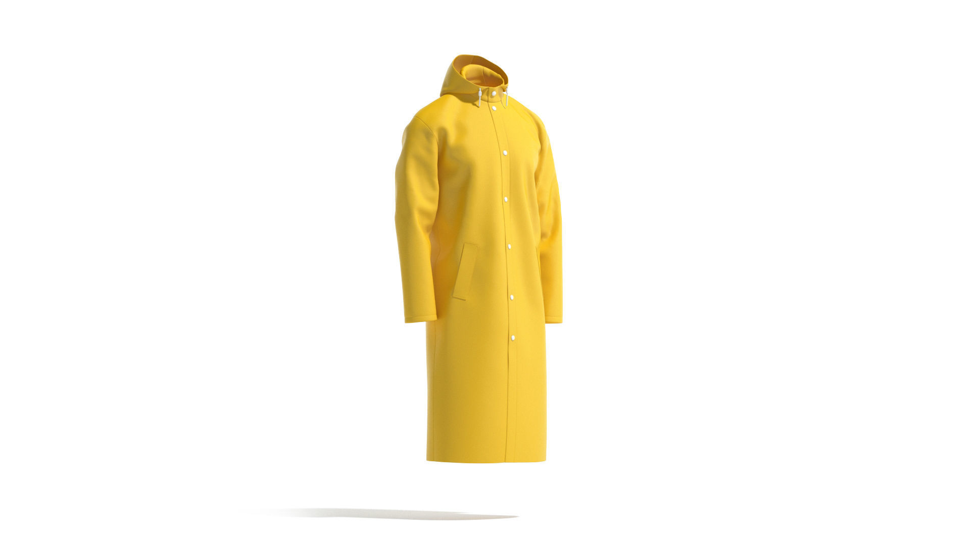 Yellow Rain Coat - waterproof raincoat jacket Low-poly 3D model_2