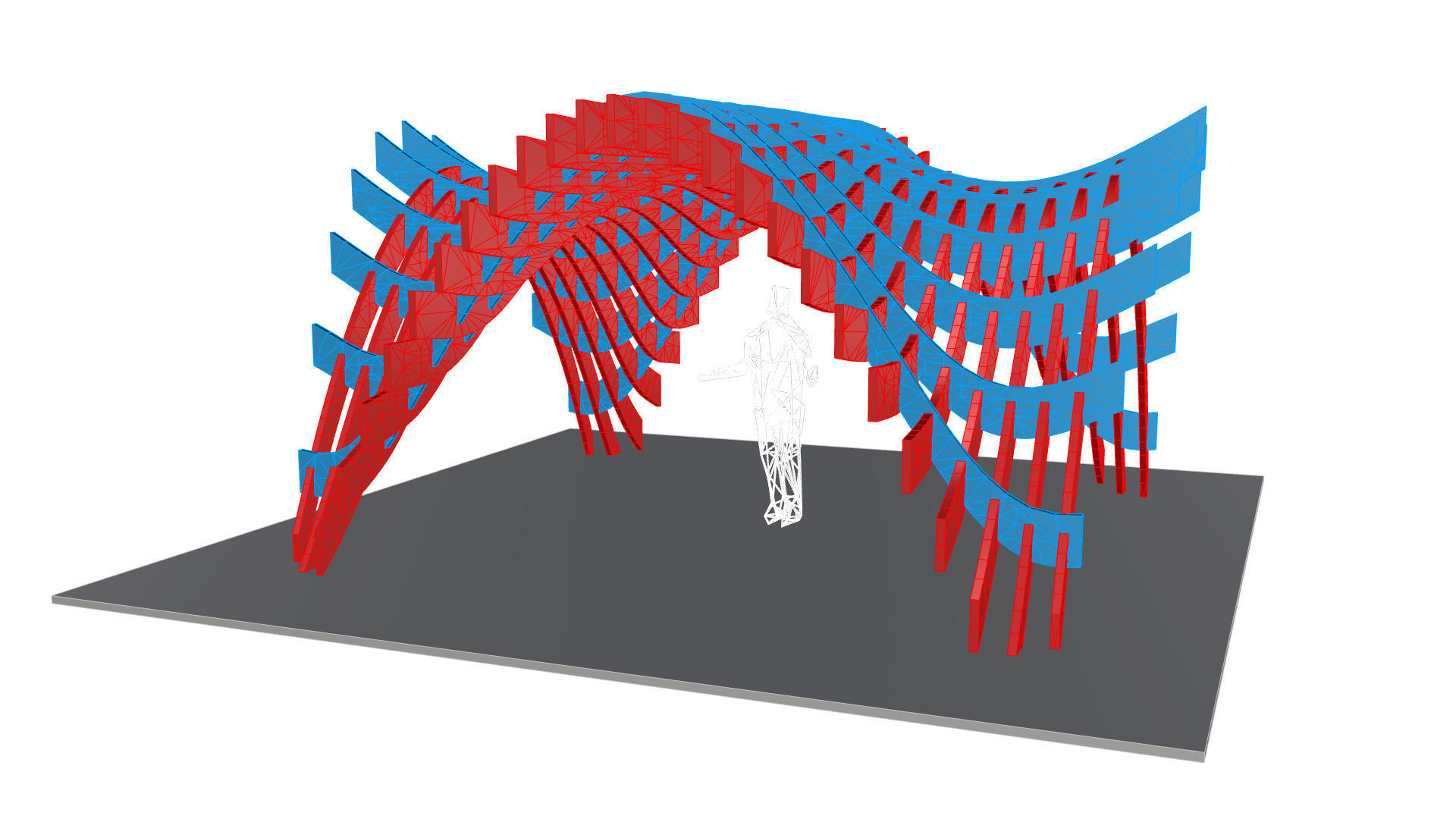 Wavy Pergola Waffle Structure 3D model_30