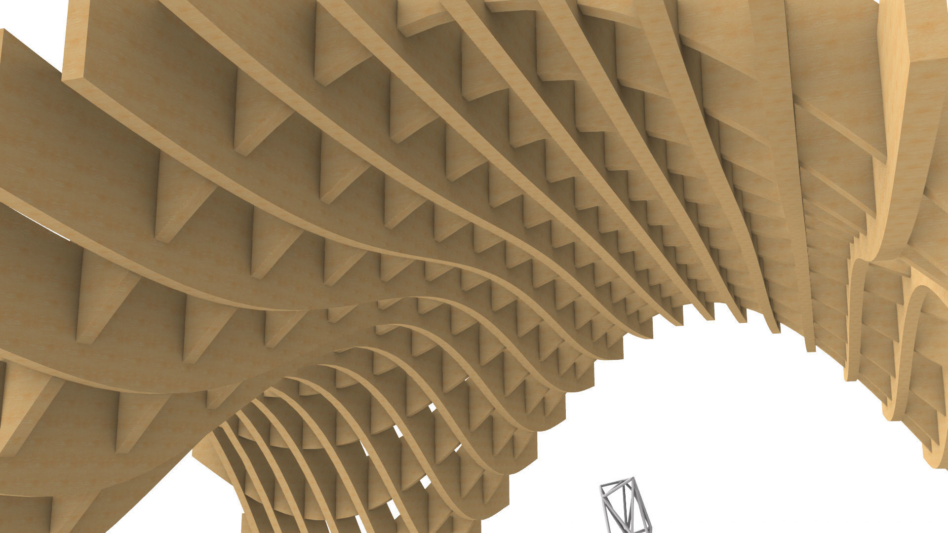 Wavy Pergola Waffle Structure 3D model_14