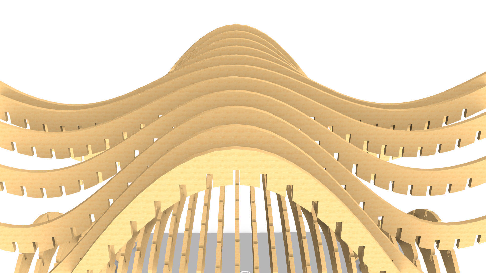 Wavy Pergola Waffle Structure 3D model_23