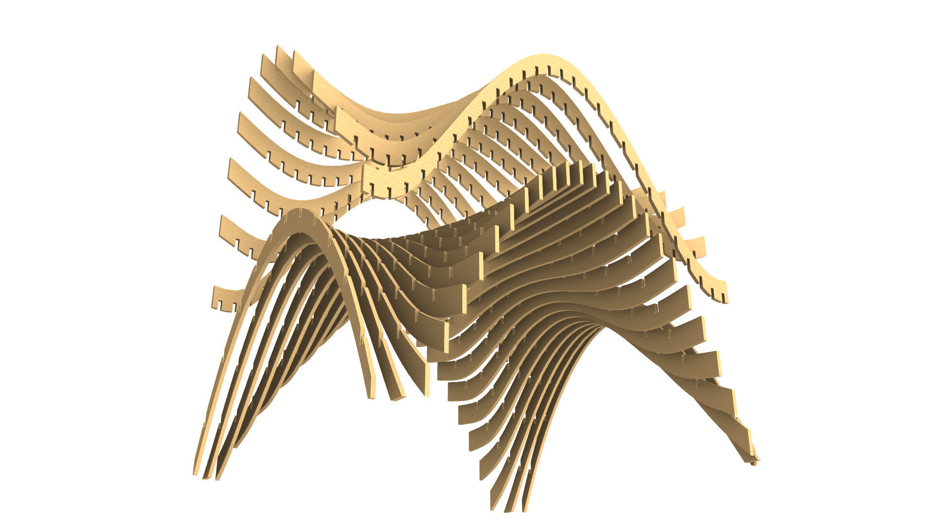 Wavy Pergola Waffle Structure 3D model_25