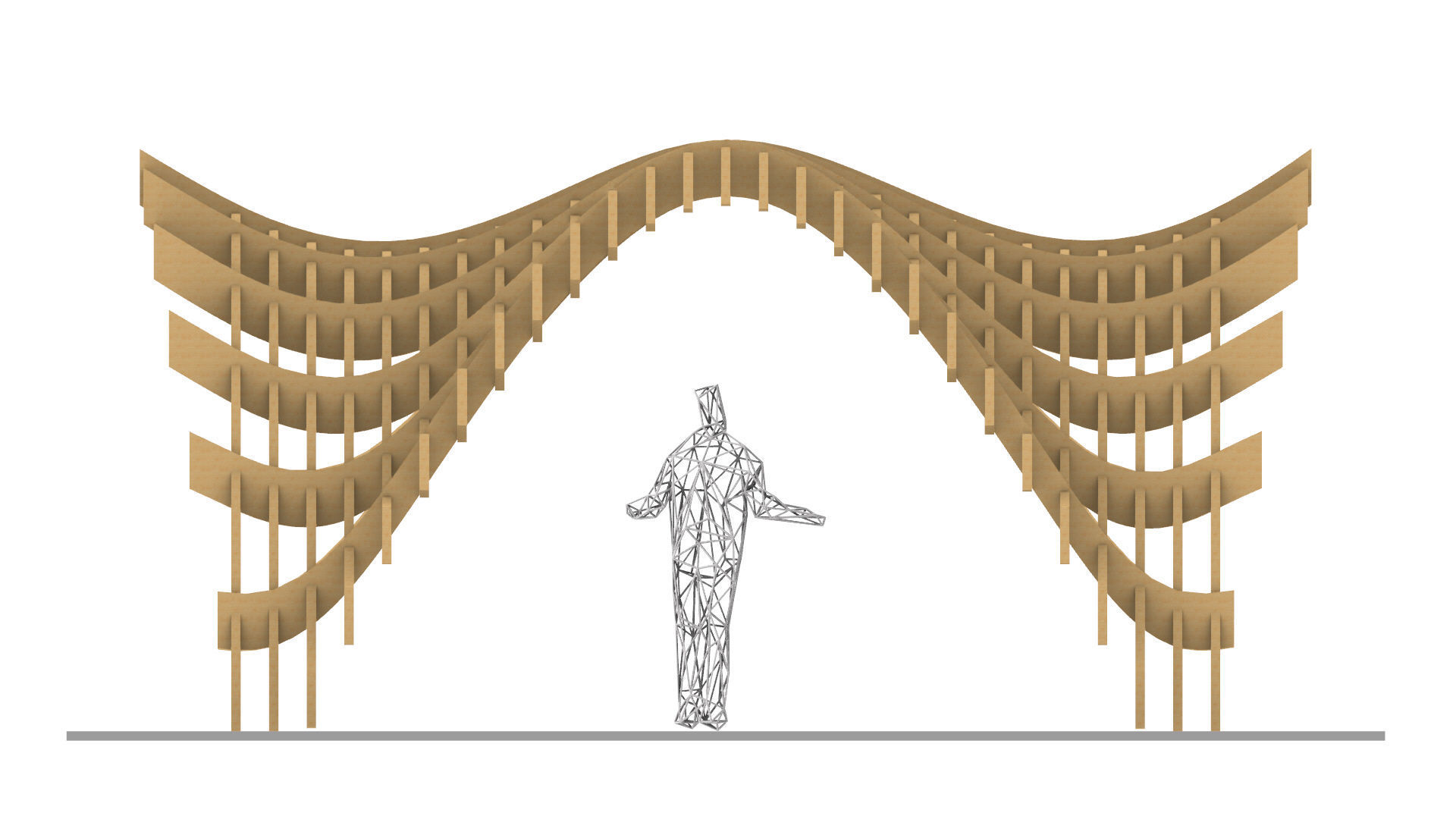 Wavy Pergola Waffle Structure 3D model_28