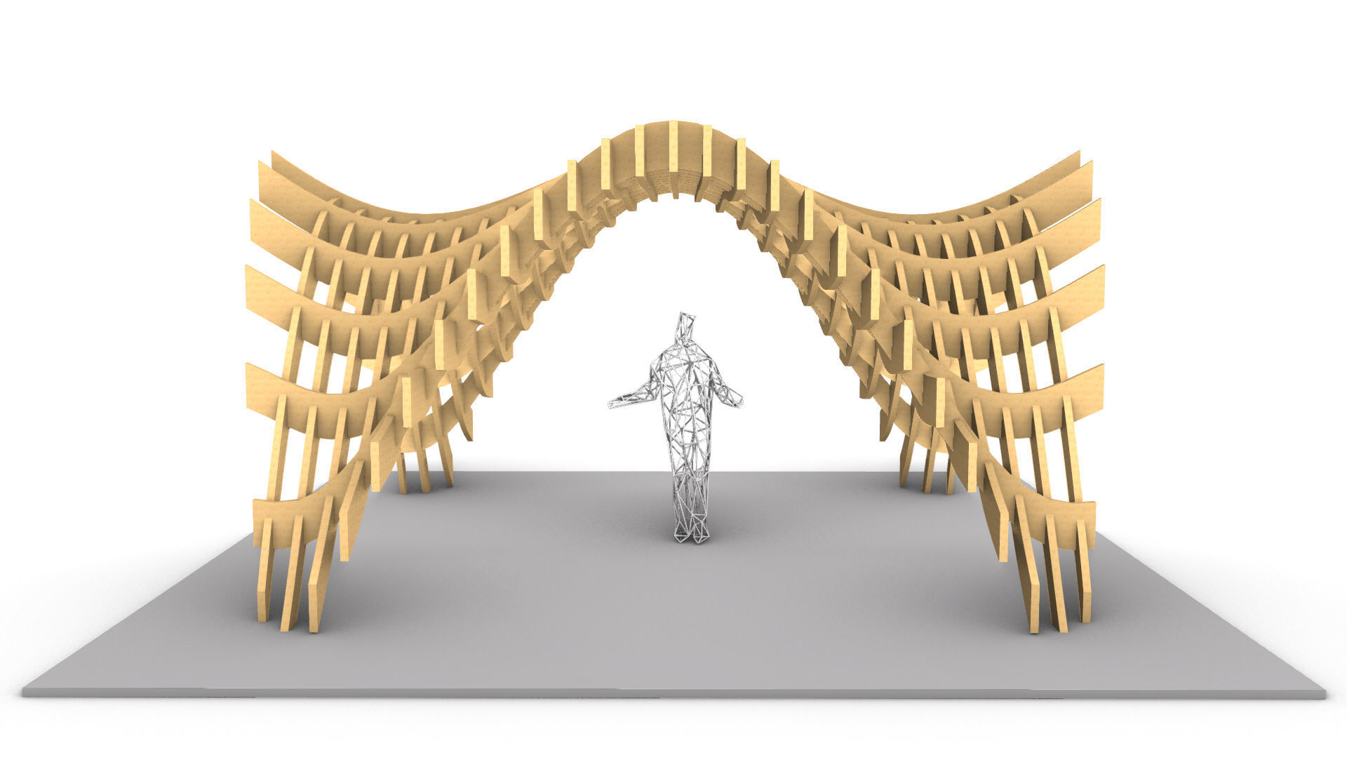 Wavy Pergola Waffle Structure 3D model_13