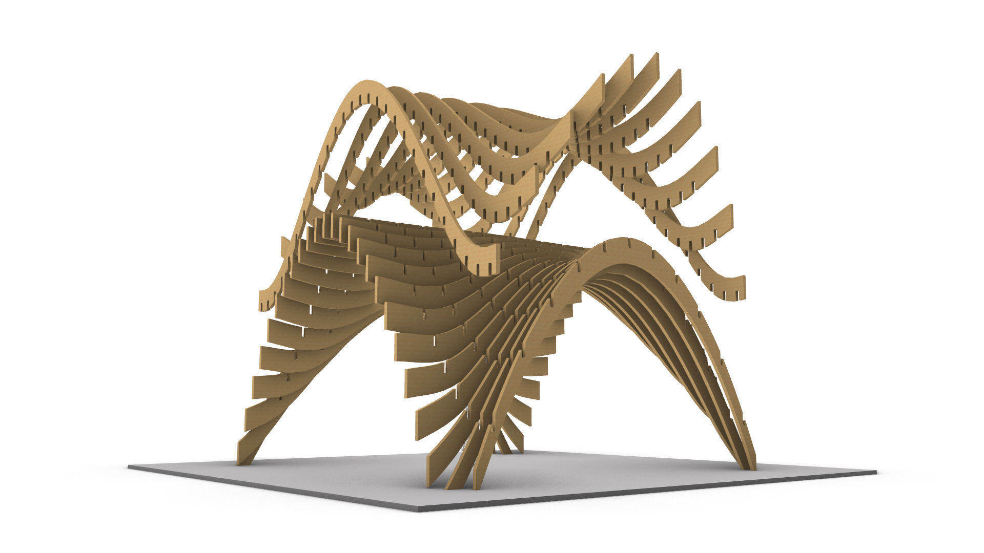 Wavy Pergola Waffle Structure 3D model_19