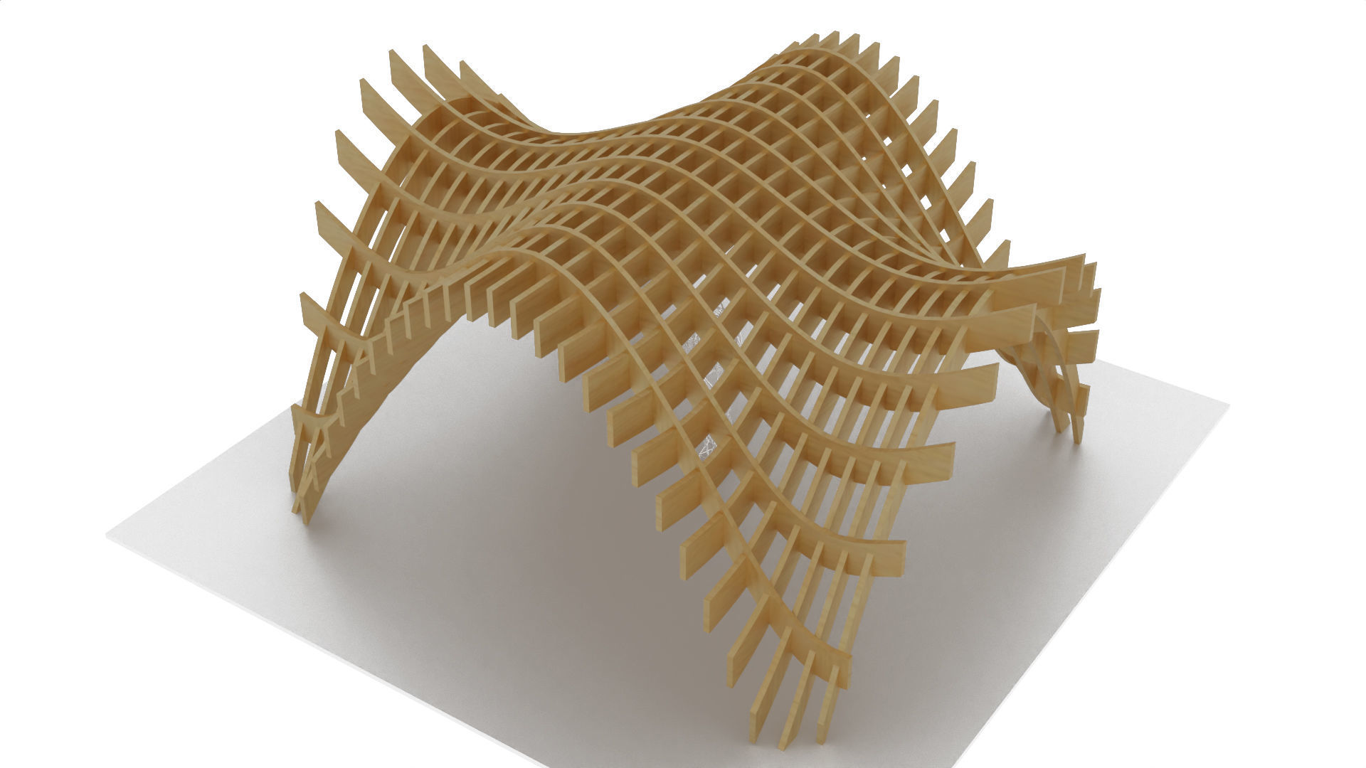 Wavy Pergola Waffle Structure 3D model_5