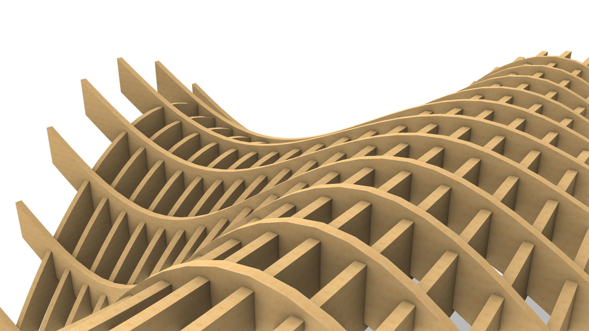 Wavy Pergola Waffle Structure 3D model_16