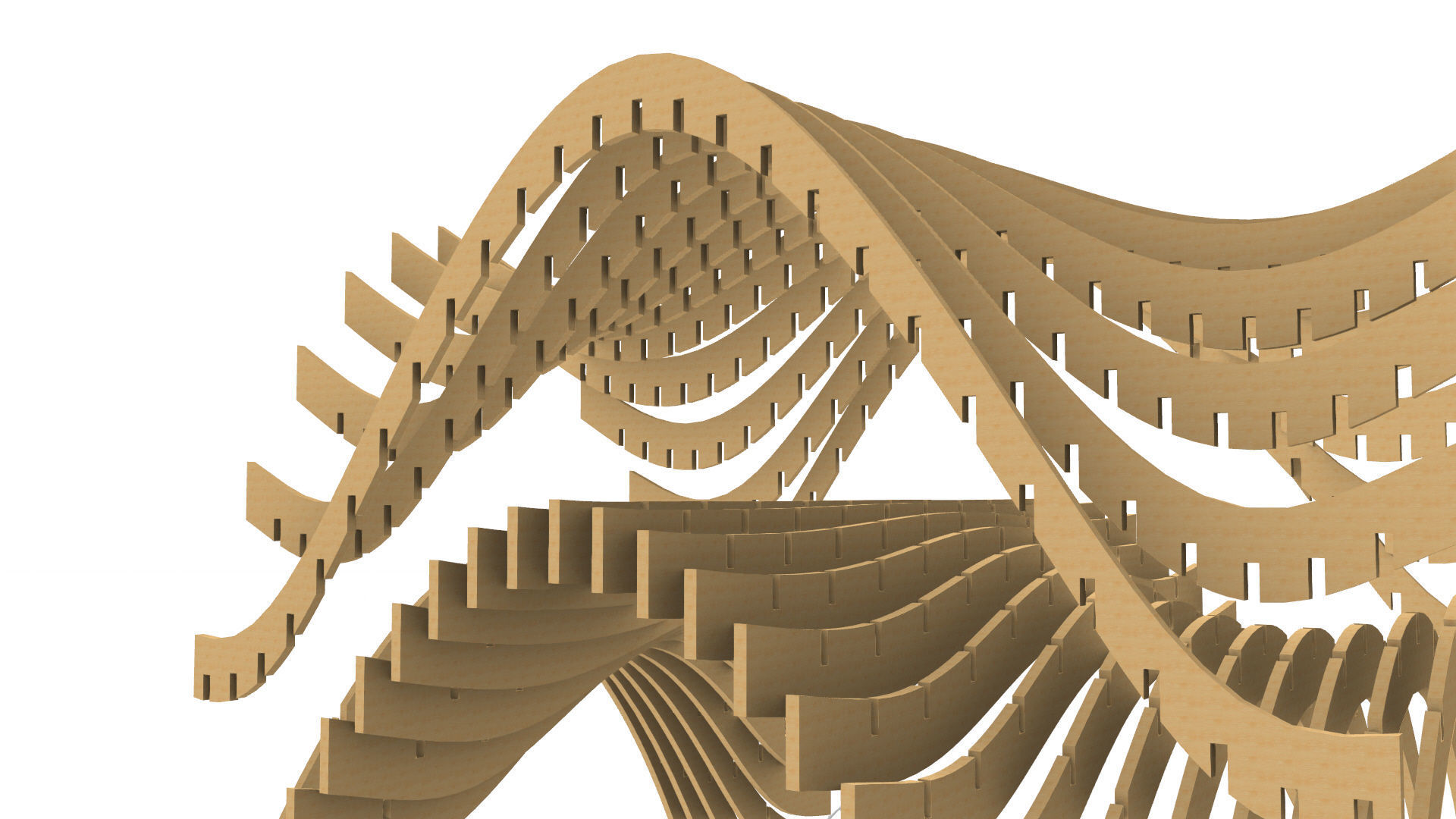 Wavy Pergola Waffle Structure 3D model_20
