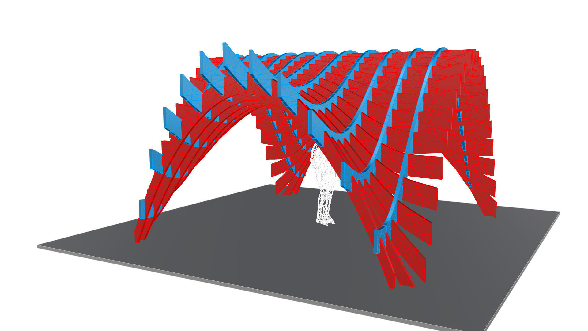 Wavy Pergola Waffle Structure 3D model_32