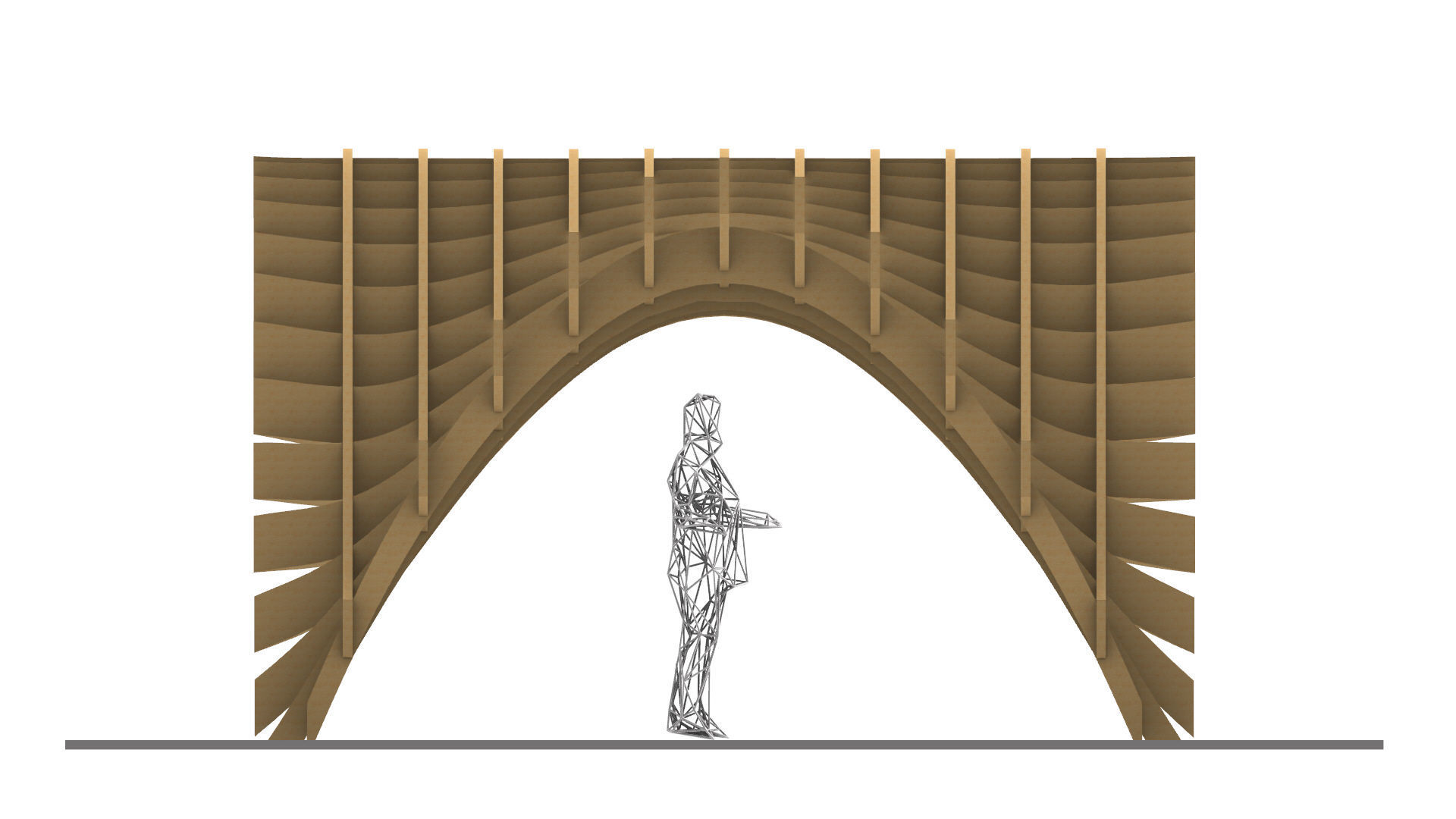 Wavy Pergola Waffle Structure 3D model_29