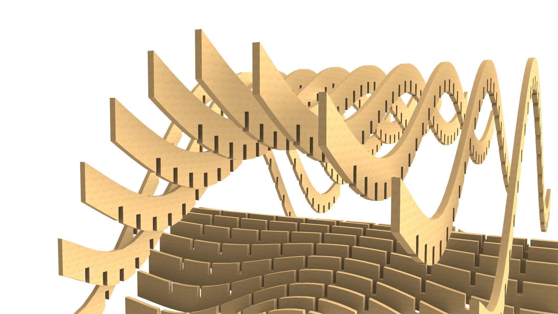 Wavy Pergola Waffle Structure 3D model_21