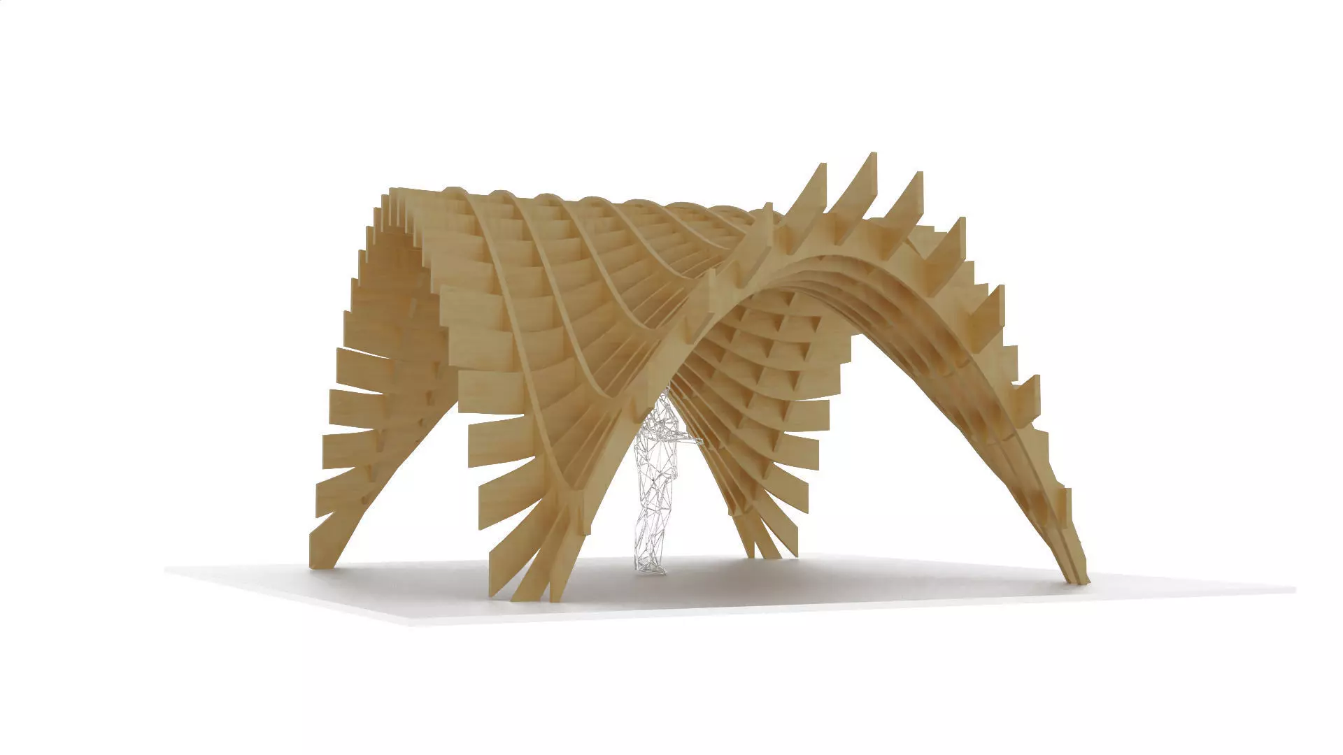 Wavy Pergola Waffle Structure 3D model_0