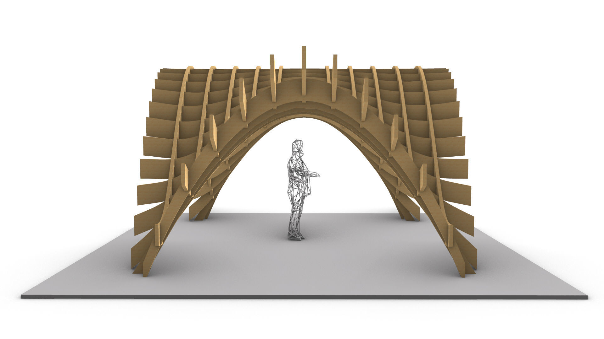 Wavy Pergola Waffle Structure 3D model_12