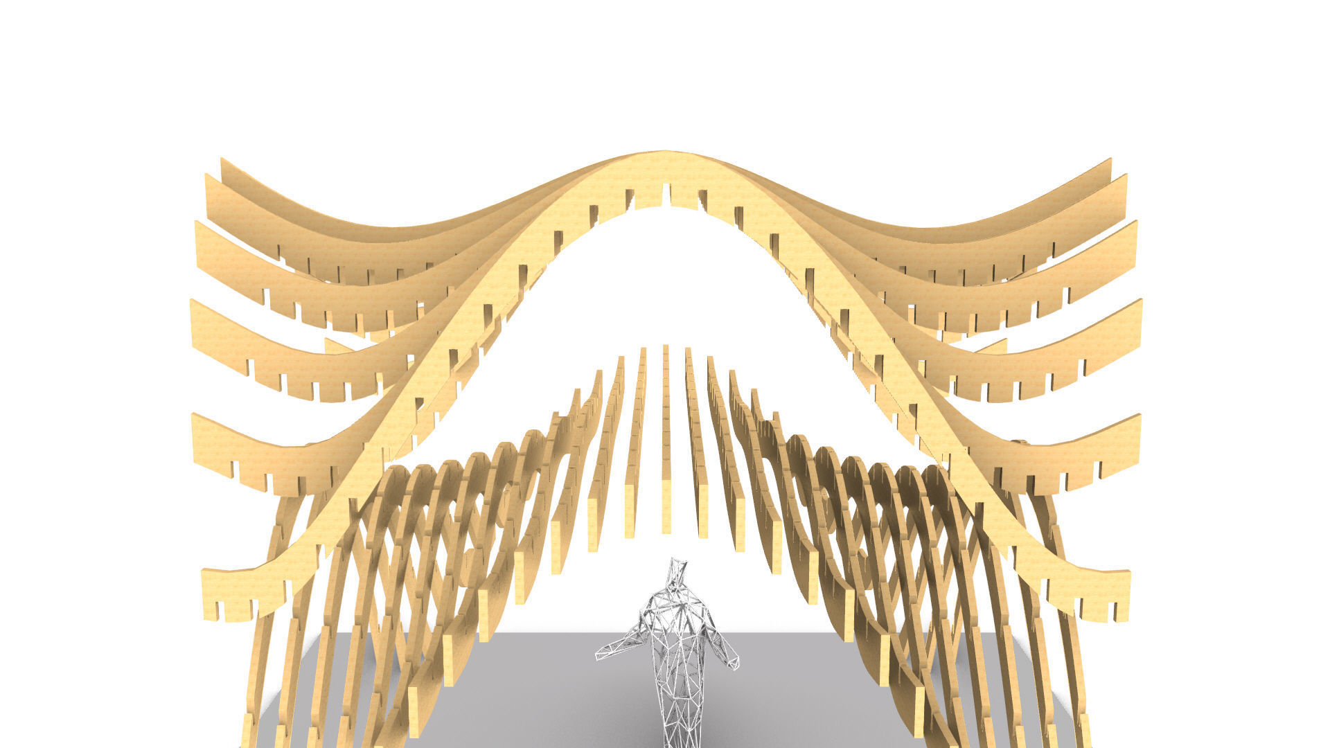 Wavy Pergola Waffle Structure 3D model_22