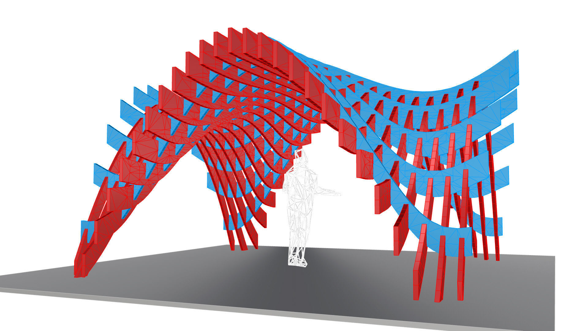 Wavy Pergola Waffle Structure 3D model_33