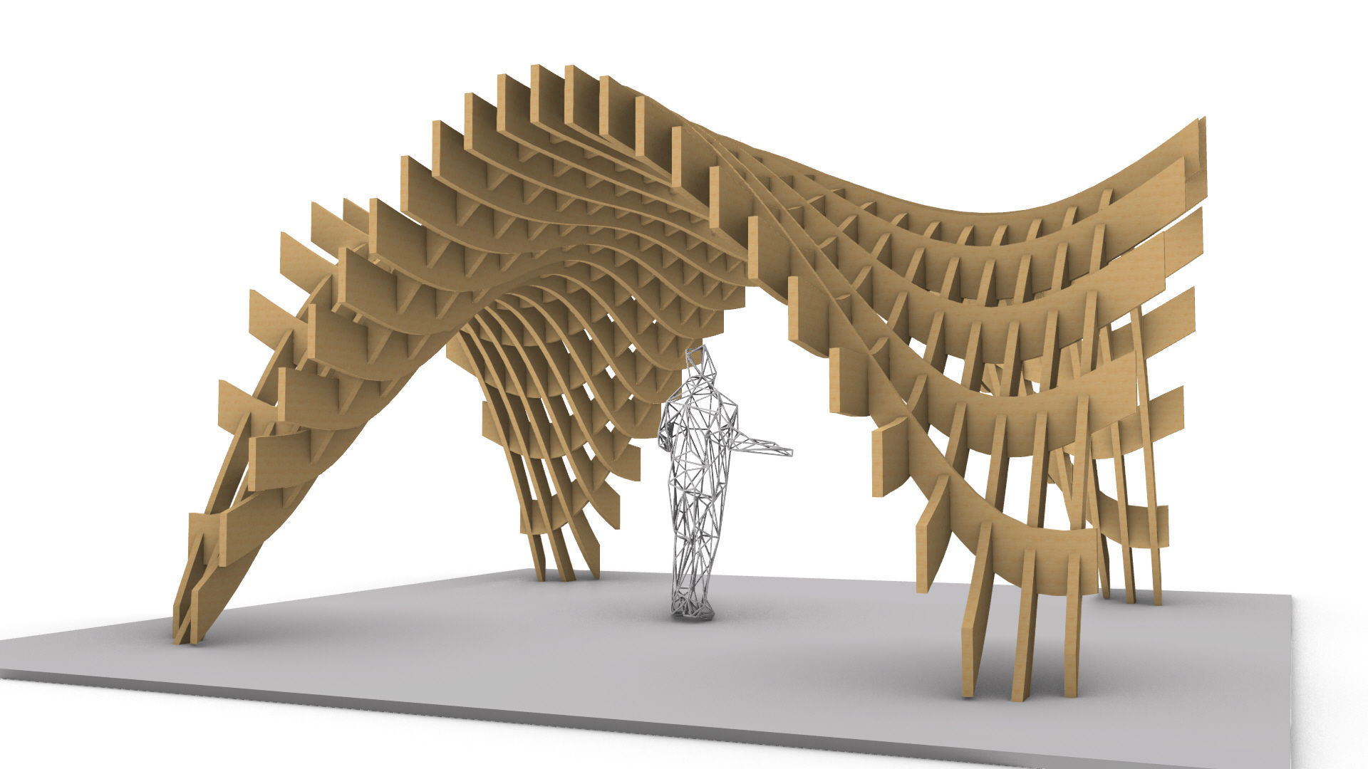 Wavy Pergola Waffle Structure 3D model_11