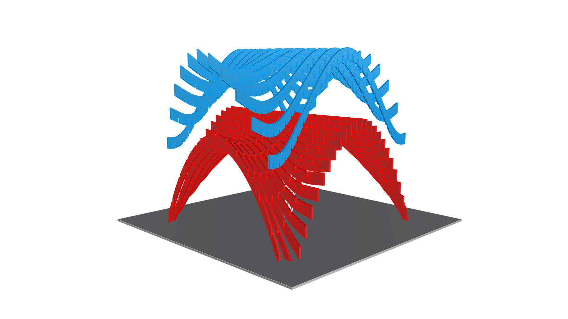 Wavy Pergola Waffle Structure 3D model_40