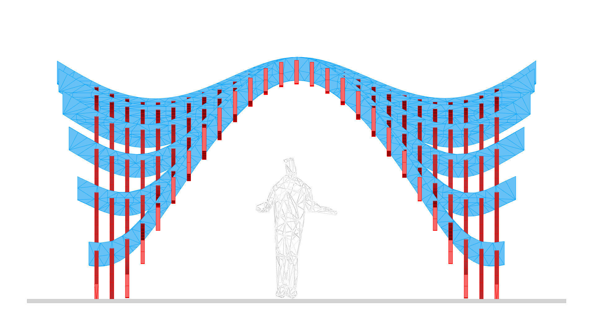 Wavy Pergola Waffle Structure 3D model_50