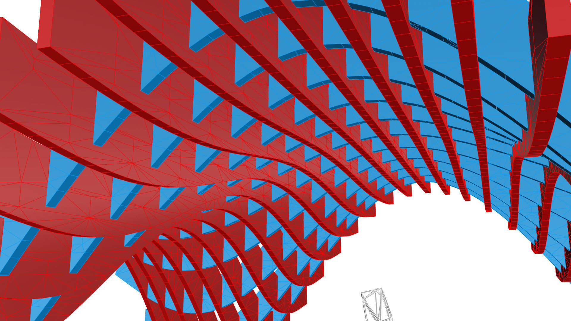 Wavy Pergola Waffle Structure 3D model_36