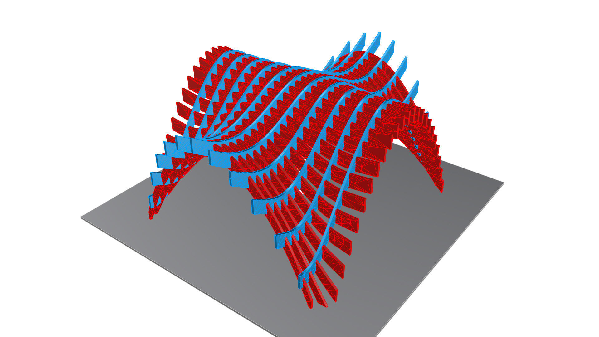 Wavy Pergola Waffle Structure 3D model_31