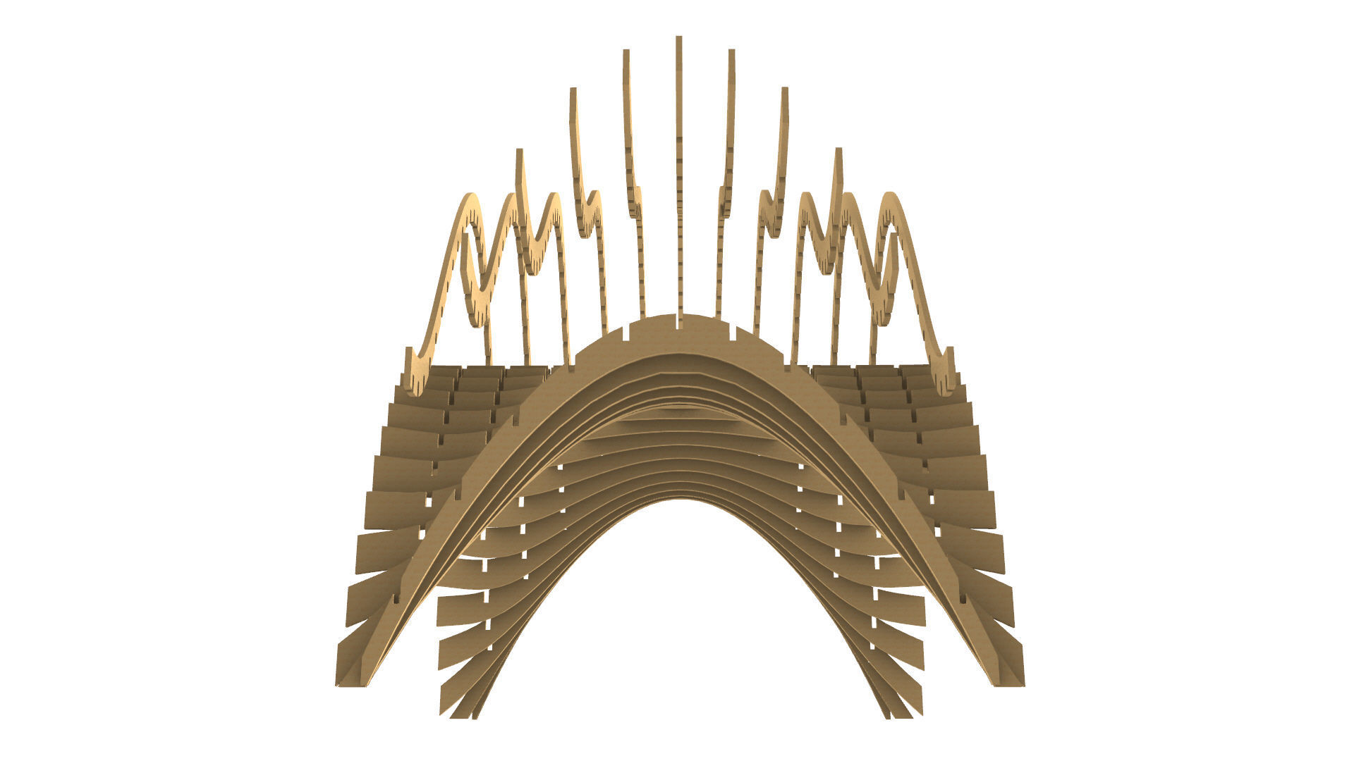 Wavy Pergola Waffle Structure 3D model_26