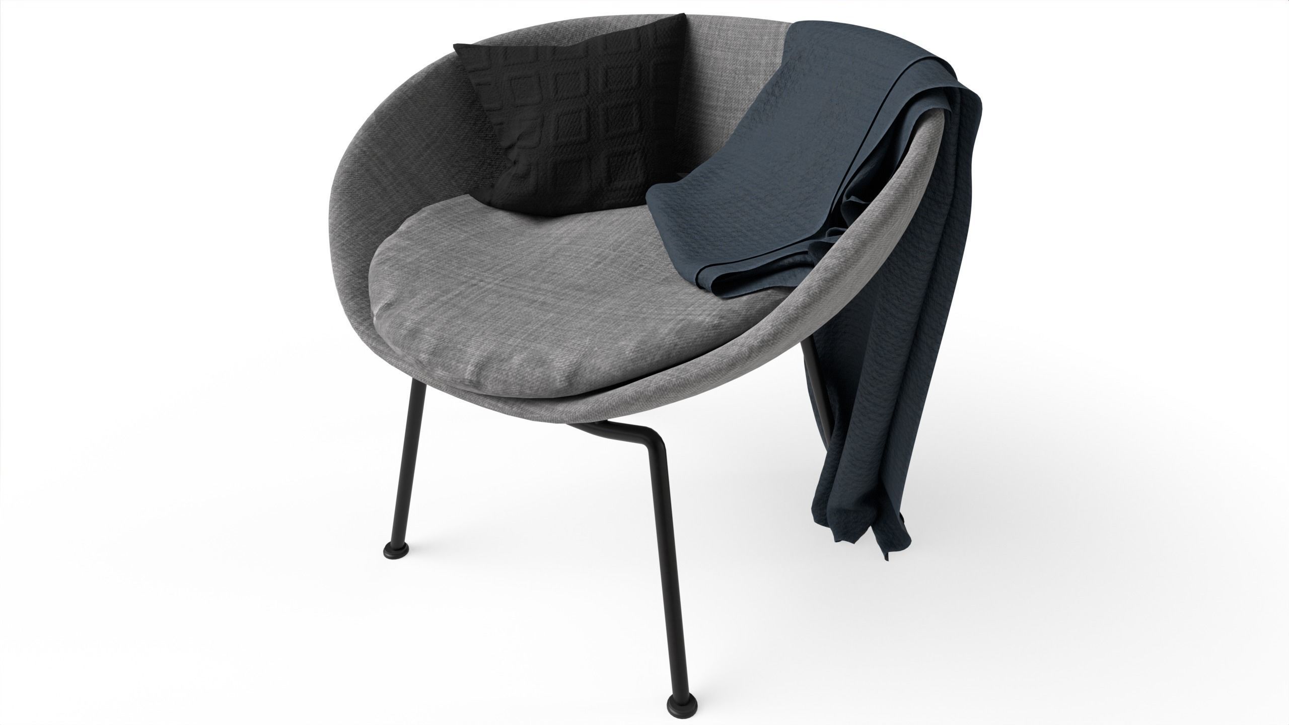 Lounge Chair Low-poly 3D model_3