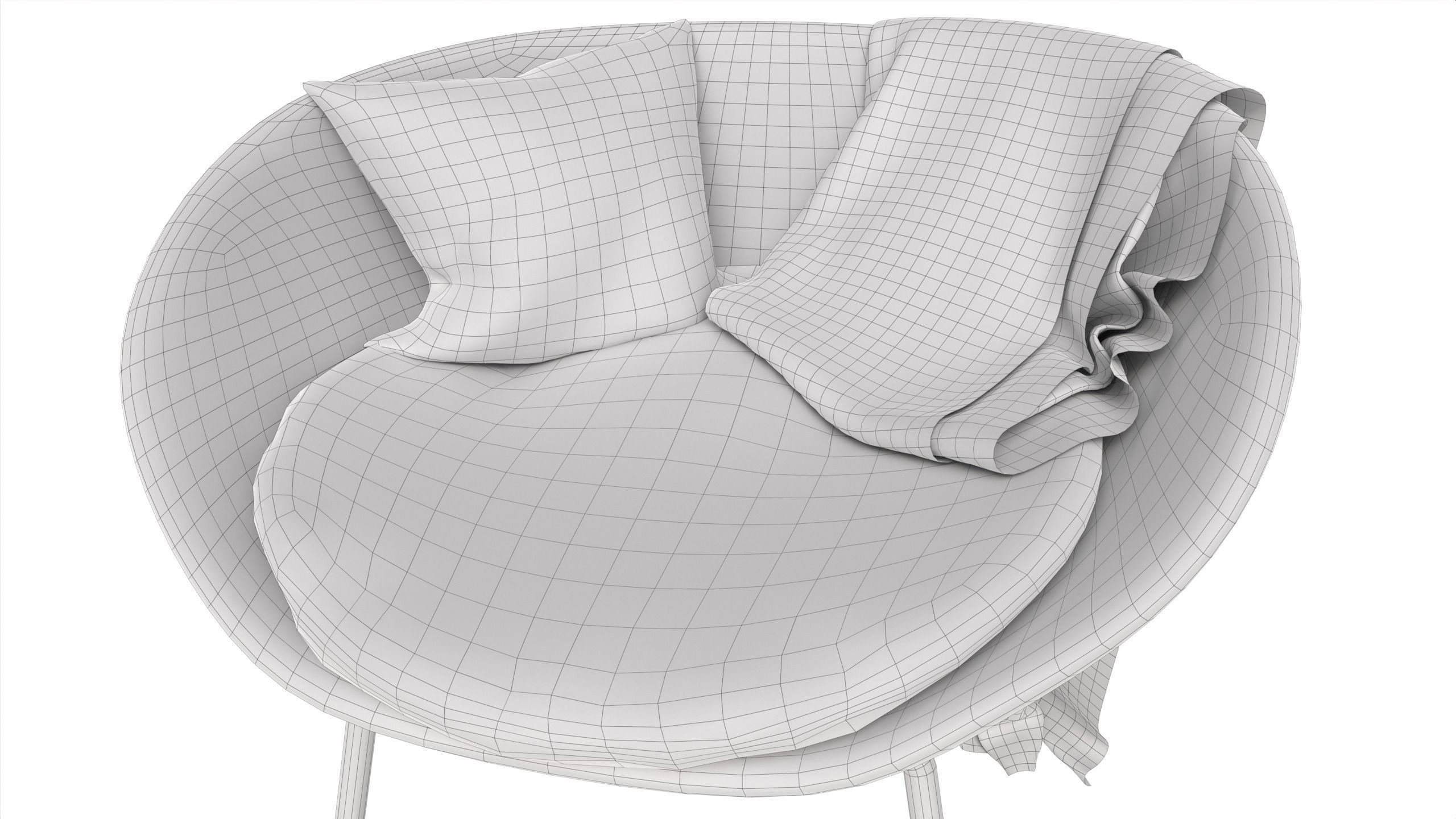 Lounge Chair Low-poly 3D model_8