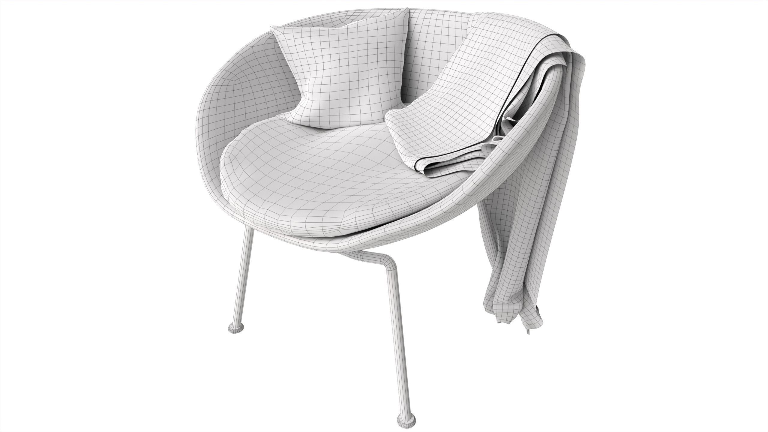 Lounge Chair Low-poly 3D model_4