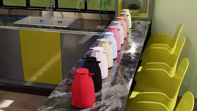 Bule bottles in various colors