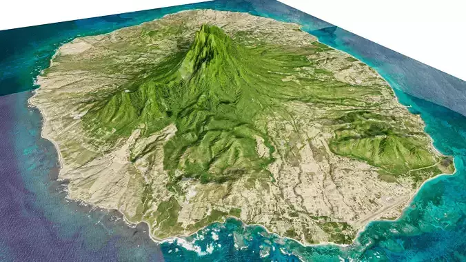 Nevis island in Caribbean 3d model terrain