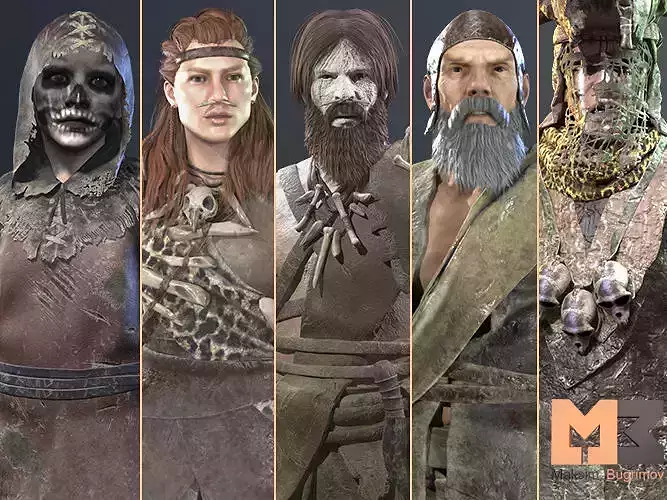 Primitive Characters Pack Low-poly 3D model