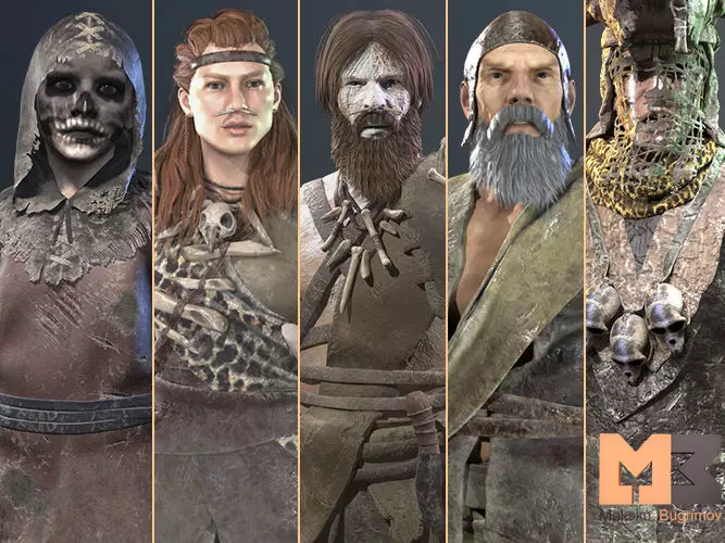 Primitive Characters Pack Low-poly 3D model_0