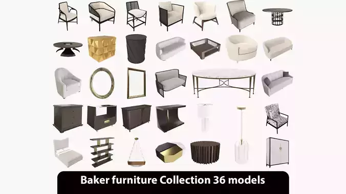 Baker 3D Model Furniture Collection PBR 