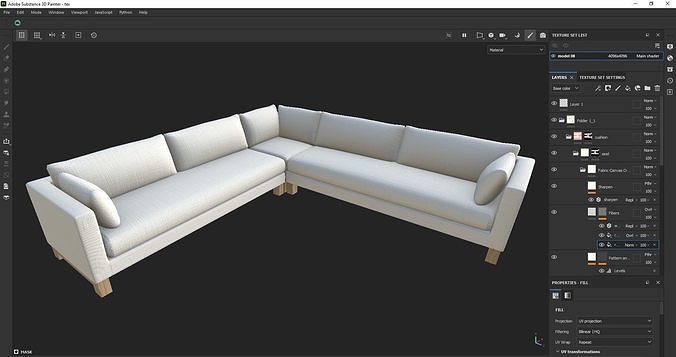 Corner sofa - Ikea sofa - Sectional sofa Low-poly 3D model 6