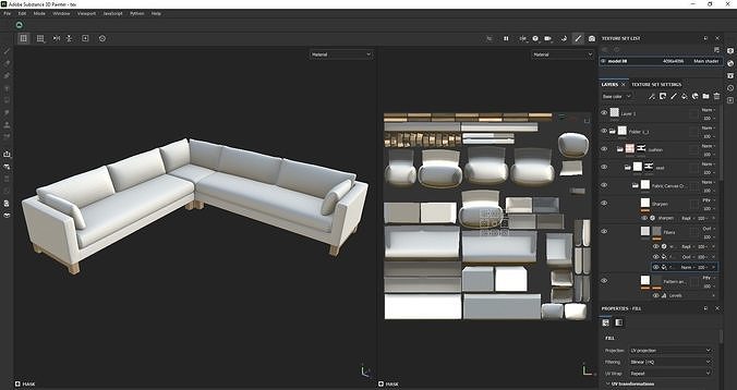 Corner sofa - Ikea sofa - Sectional sofa Low-poly 3D model 7