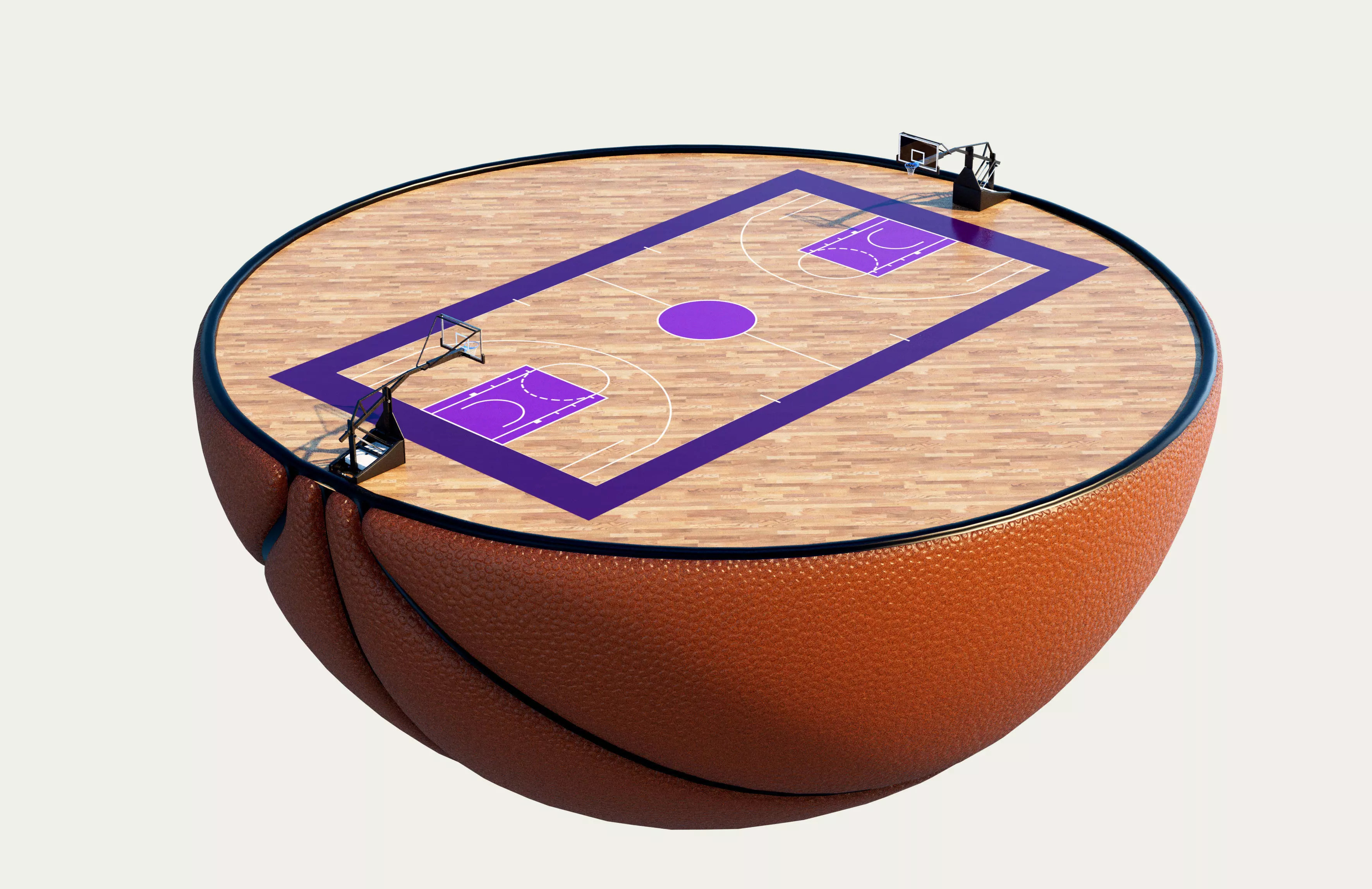 Basketball Half Ball And Basketball Court 3D model