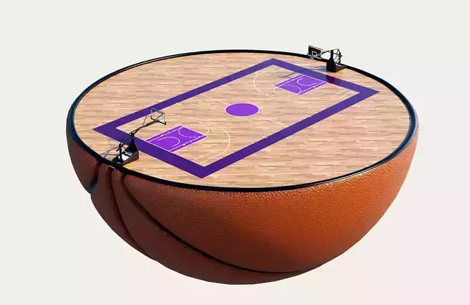 Basketball Half Ball And Basketball Court